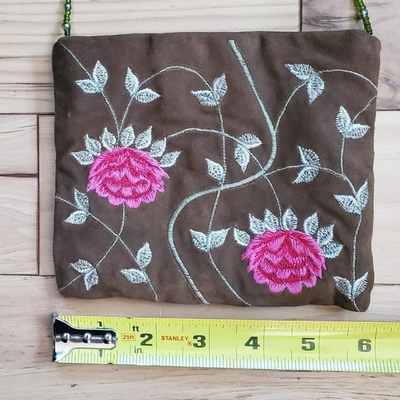 Moyna Embroidered with Beaded Strap Mini Crossbody Bag/Pouch - Picture 9 of 9